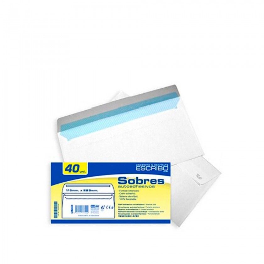 Envelope Americano Papel Branco 115X225mm Pack 40