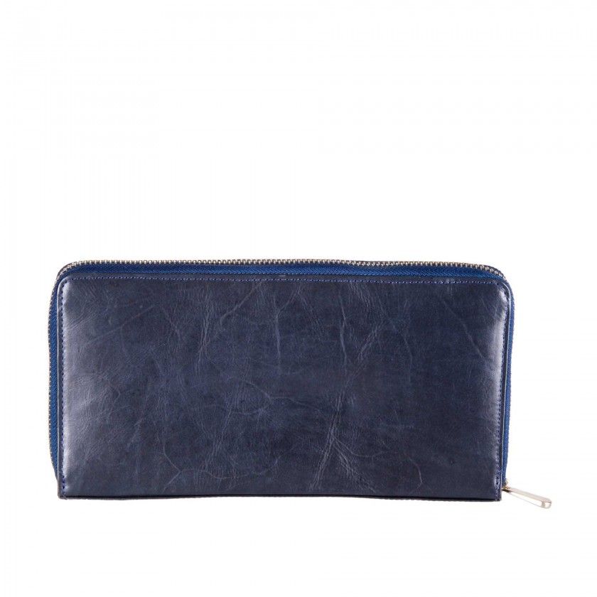 Carteira Senhora Pele Azul 23.5X12.5cm Carteira Senhora Pele Azul 23.5X12.5cm