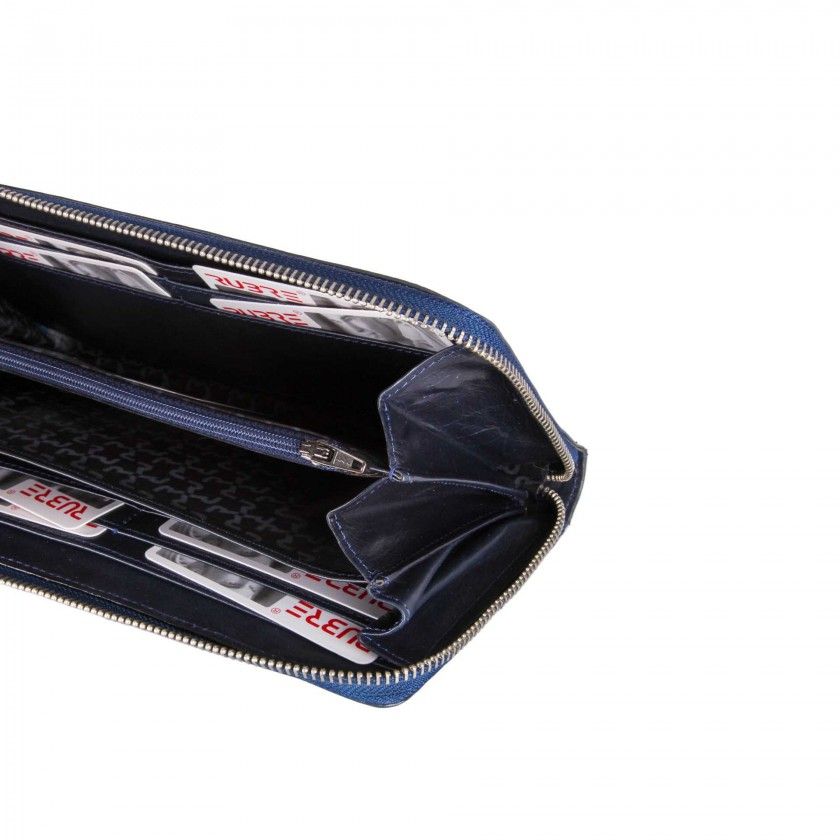 Carteira Senhora Pele Azul 23.5X12.5cm