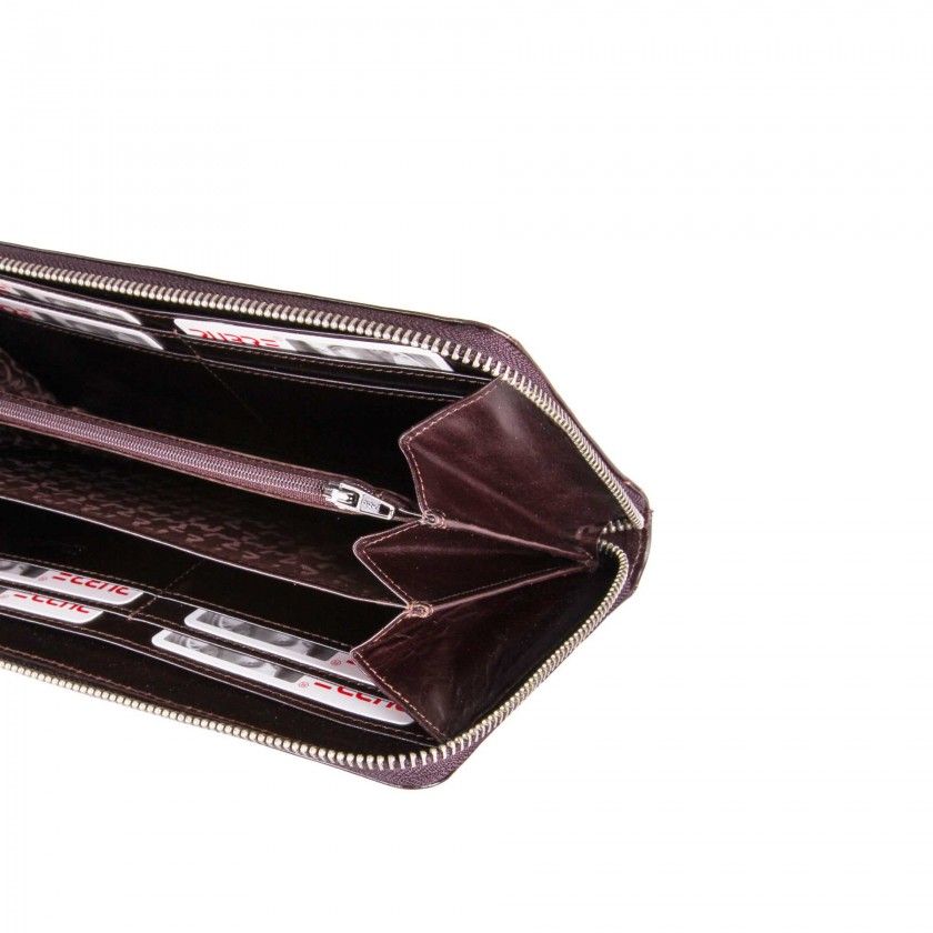 Carteira Senhora Pele Castanho 23.5X12.5cm