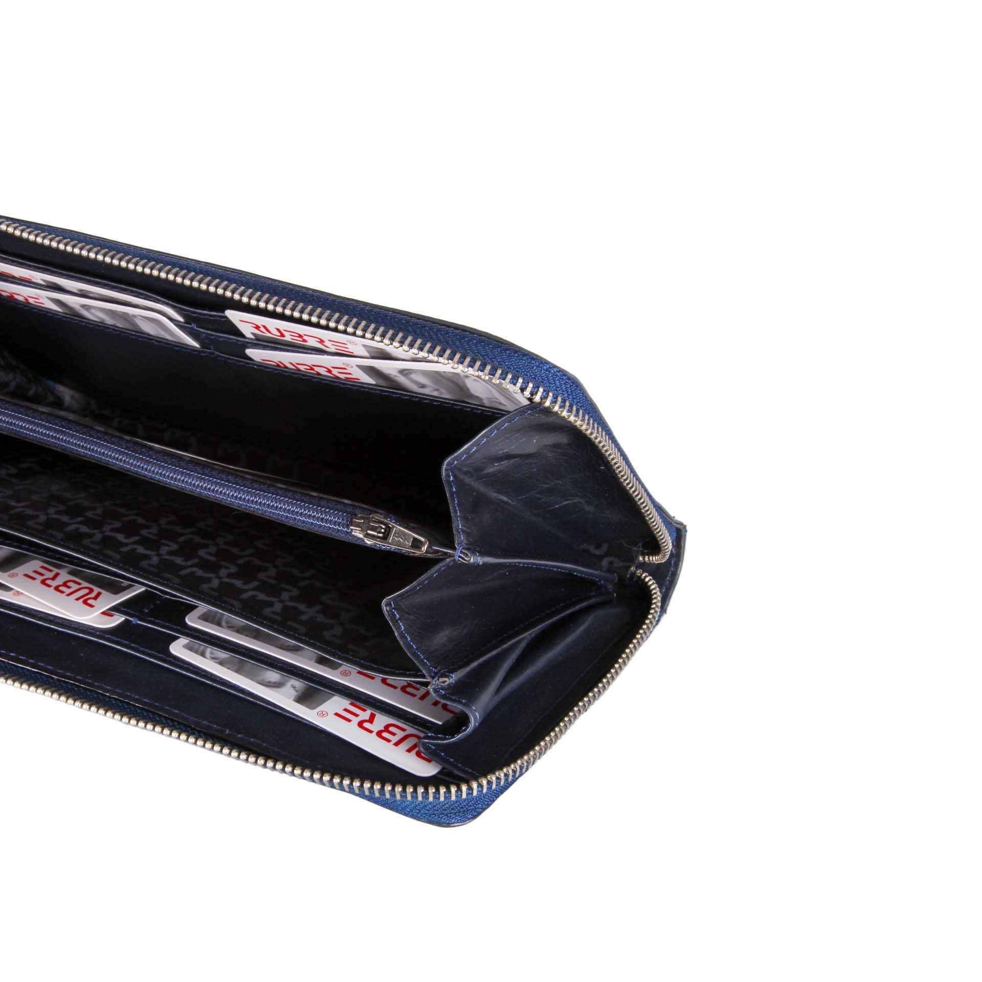 Carteira Senhora Pele Azul 23.5X12.5cm