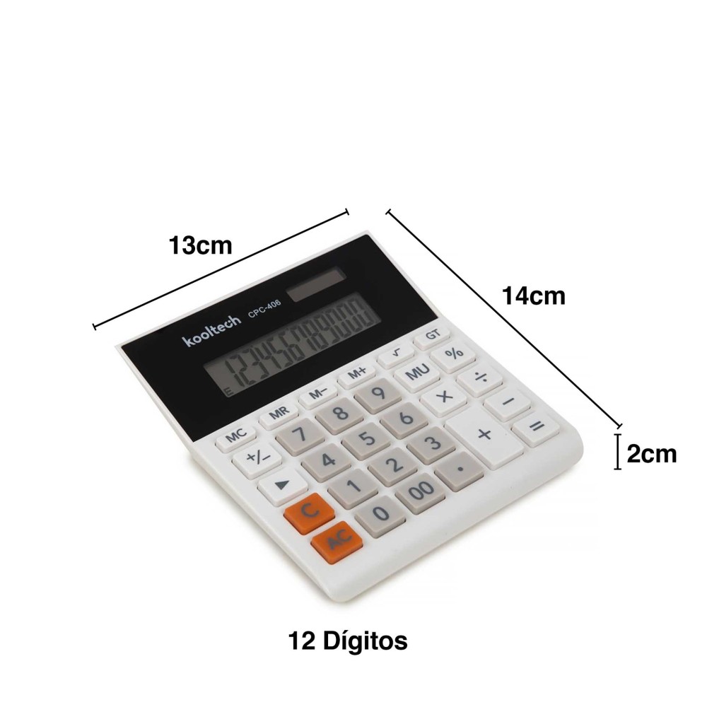 Calculadora Kooltech 12 Dígitos Branca 13X14X2cm