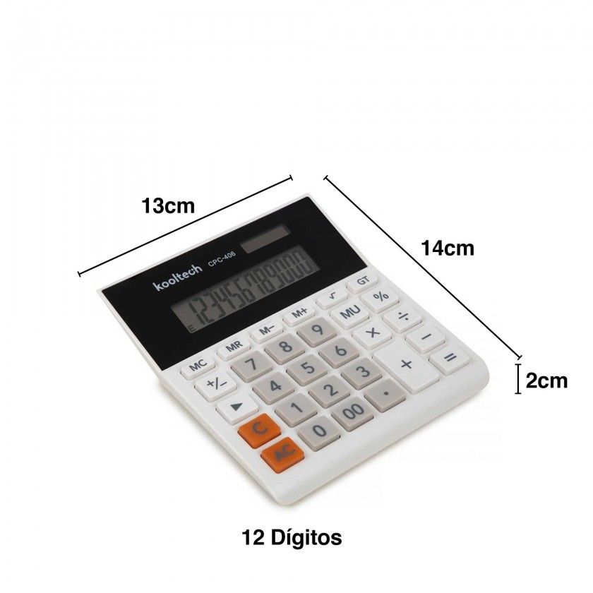 Calculadora Kooltech 12 Dígitos Branca 13X14X2cm Calculadora Kooltech 12 Dígitos Branca 13X14X2cm