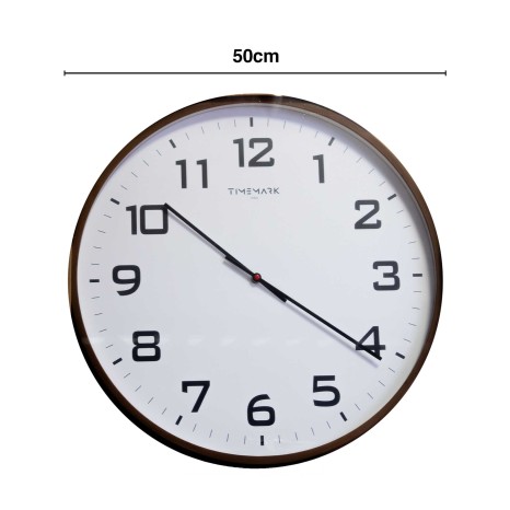 Relógio Parede Timemark Redondo Branco Borda Castanha 50cm - Image product