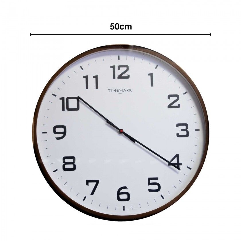 Relógio Parede Timemark Redondo Branco Borda Castanha 50cm Relógio Parede Timemark Redondo Branco Borda Castanha 50cm