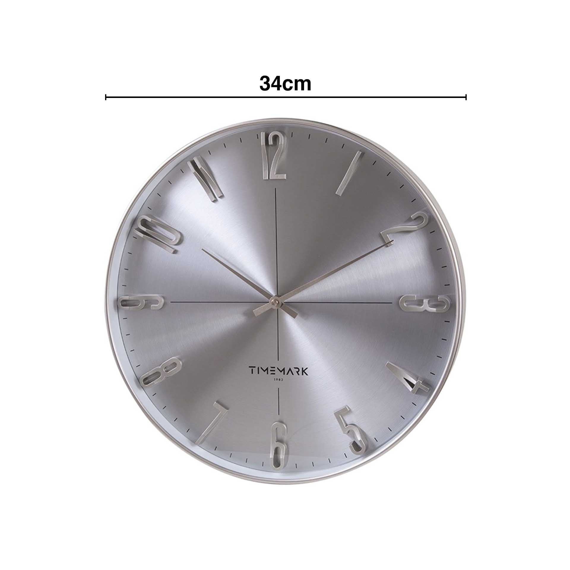 Relógio Parede Timemark Redondo Prateado 34cm