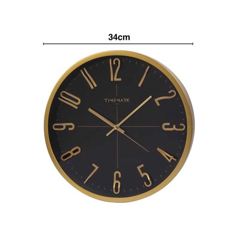 Relógio Parede Timemark Redondo Preto Borda Dourada 34cm - Image product