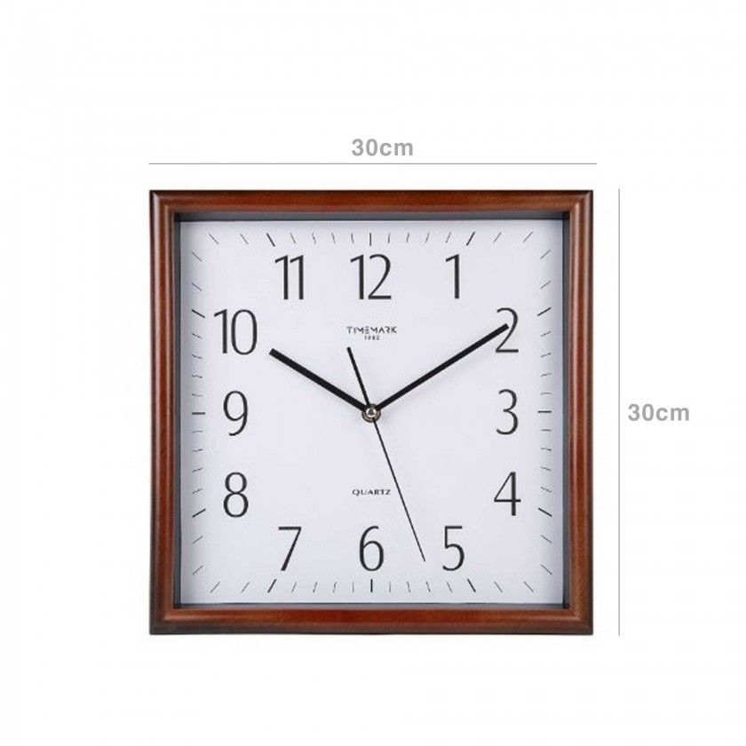 Relógio Parede Timemark Quadrado Castanho 30X30cm Relógio Parede Timemark Quadrado Castanho 30X30cm