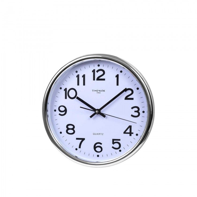 Relgio Parede Timemark Redondo Prateado 34cm