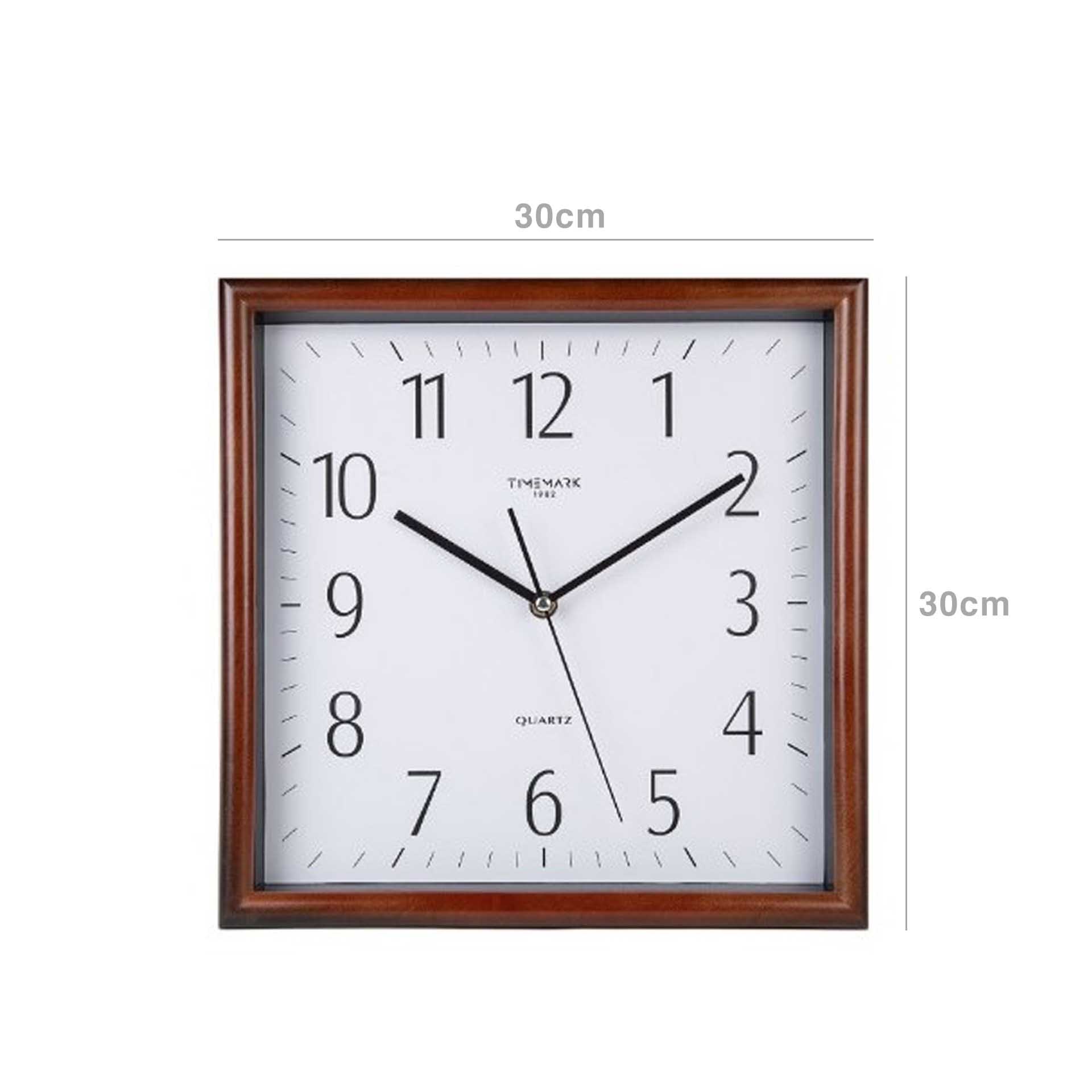 Relógio Parede Timemark Quadrado Castanho 30X30cm
