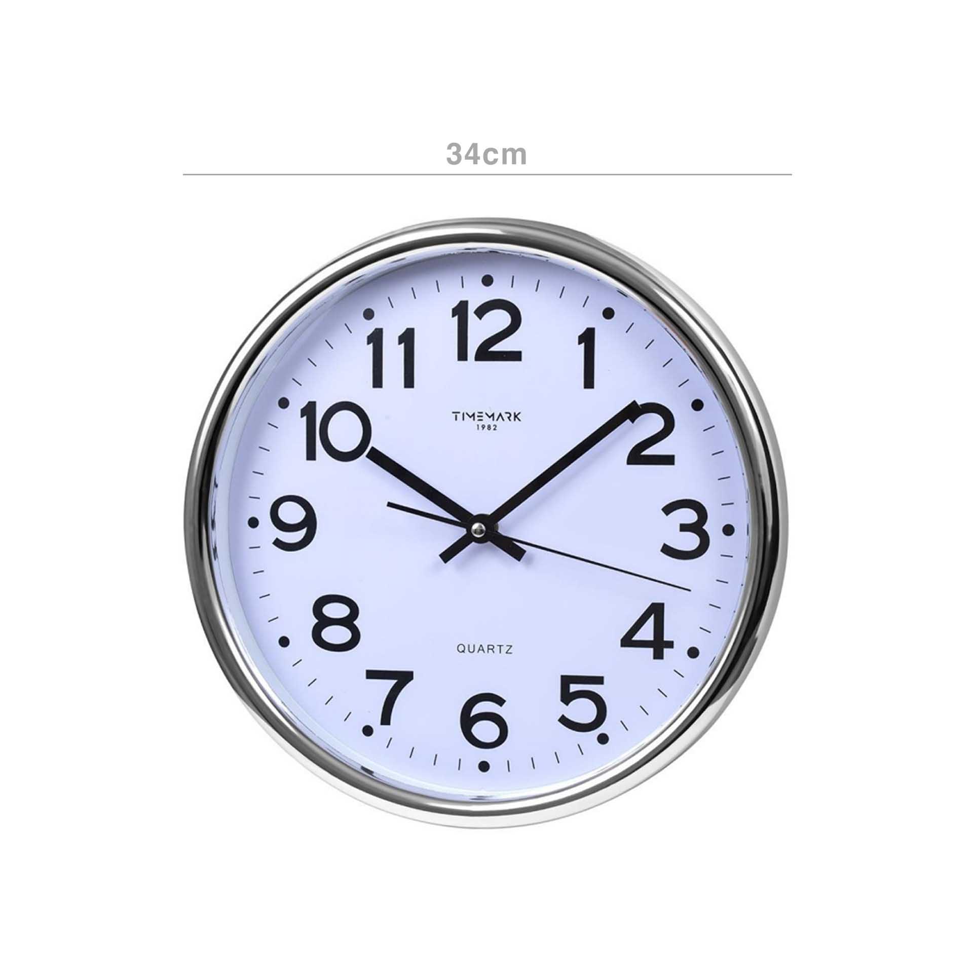 Relógio Parede Timemark Redondo Prateado 34cm