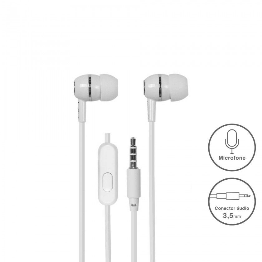Auricular Kooltech Com Microfone Plstico Branco