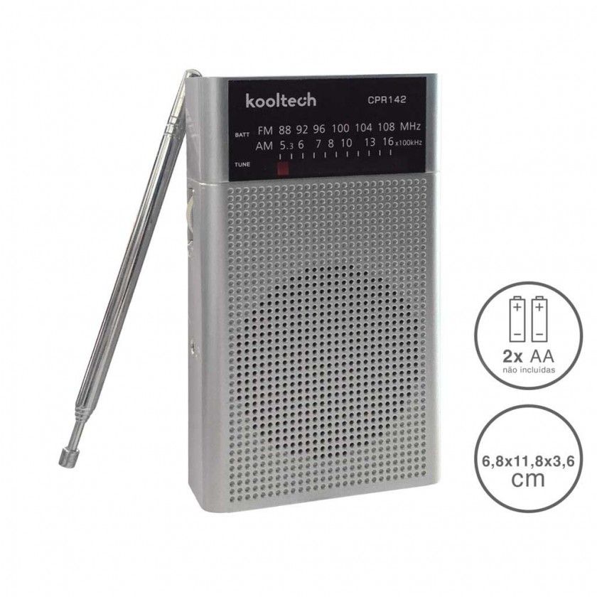 Radio Kooltech Analogico Plstico Preto 12X7X3cm