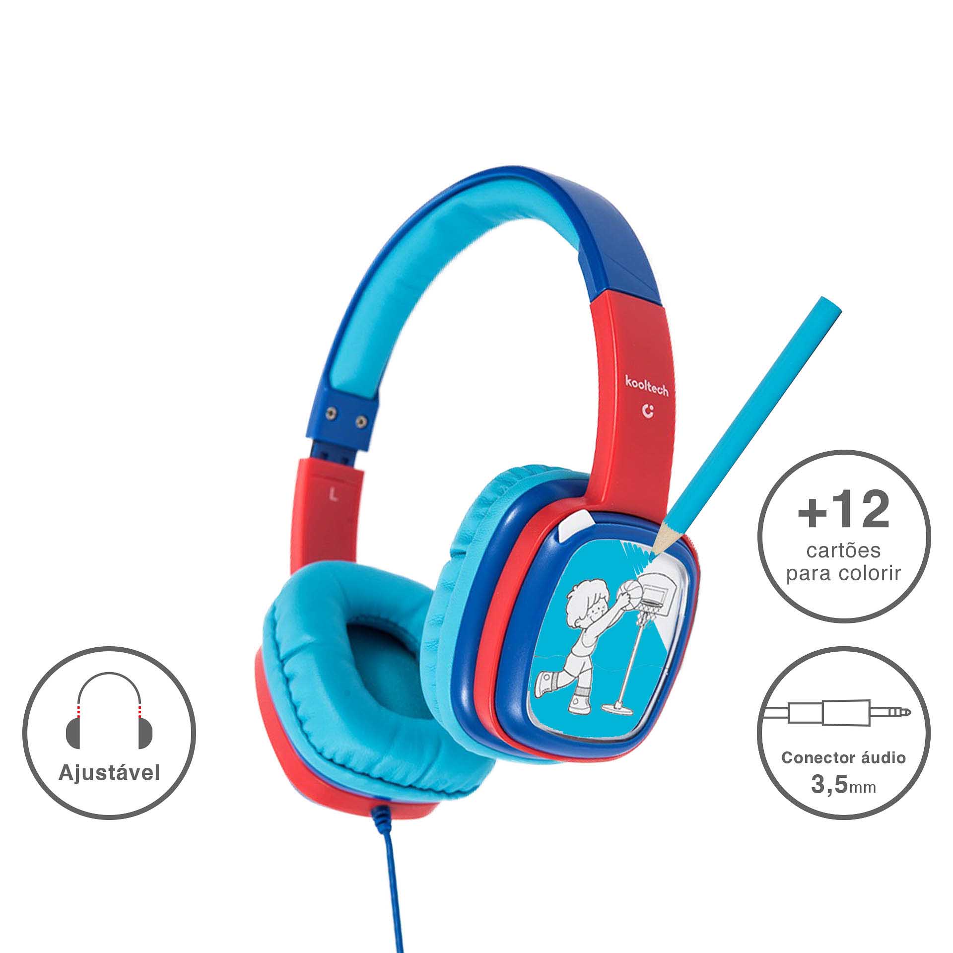 Auriculares Kooltech Infantil Plástico Azul 17X19X8cm