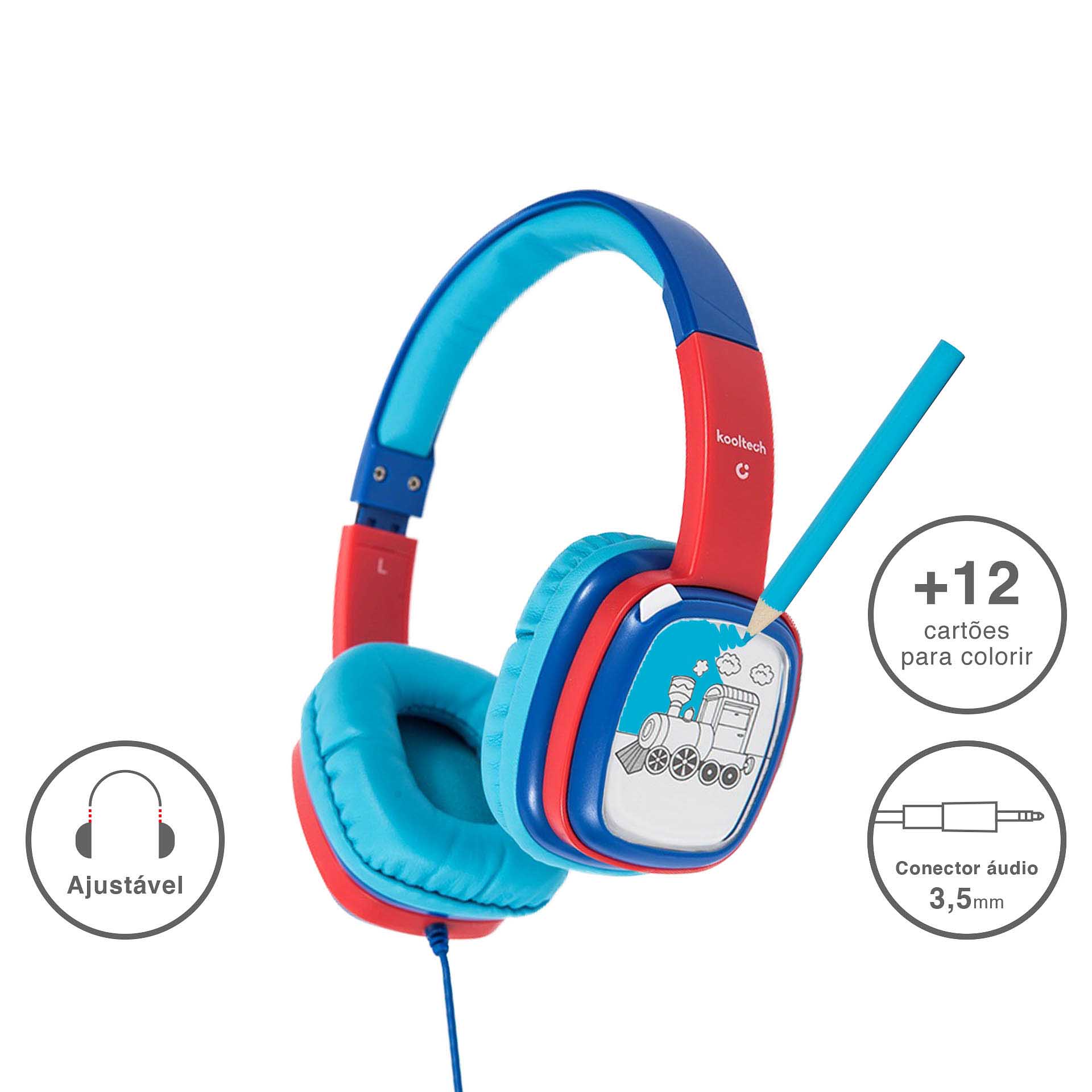 Auriculares Kooltech Infantil Plástico Azul 17X19X8cm