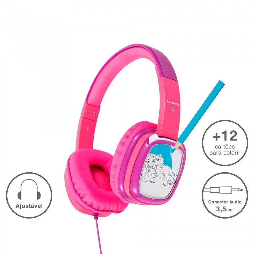 Auriculares Kooltech Infantil Plstico Rosa 17X19X8cm