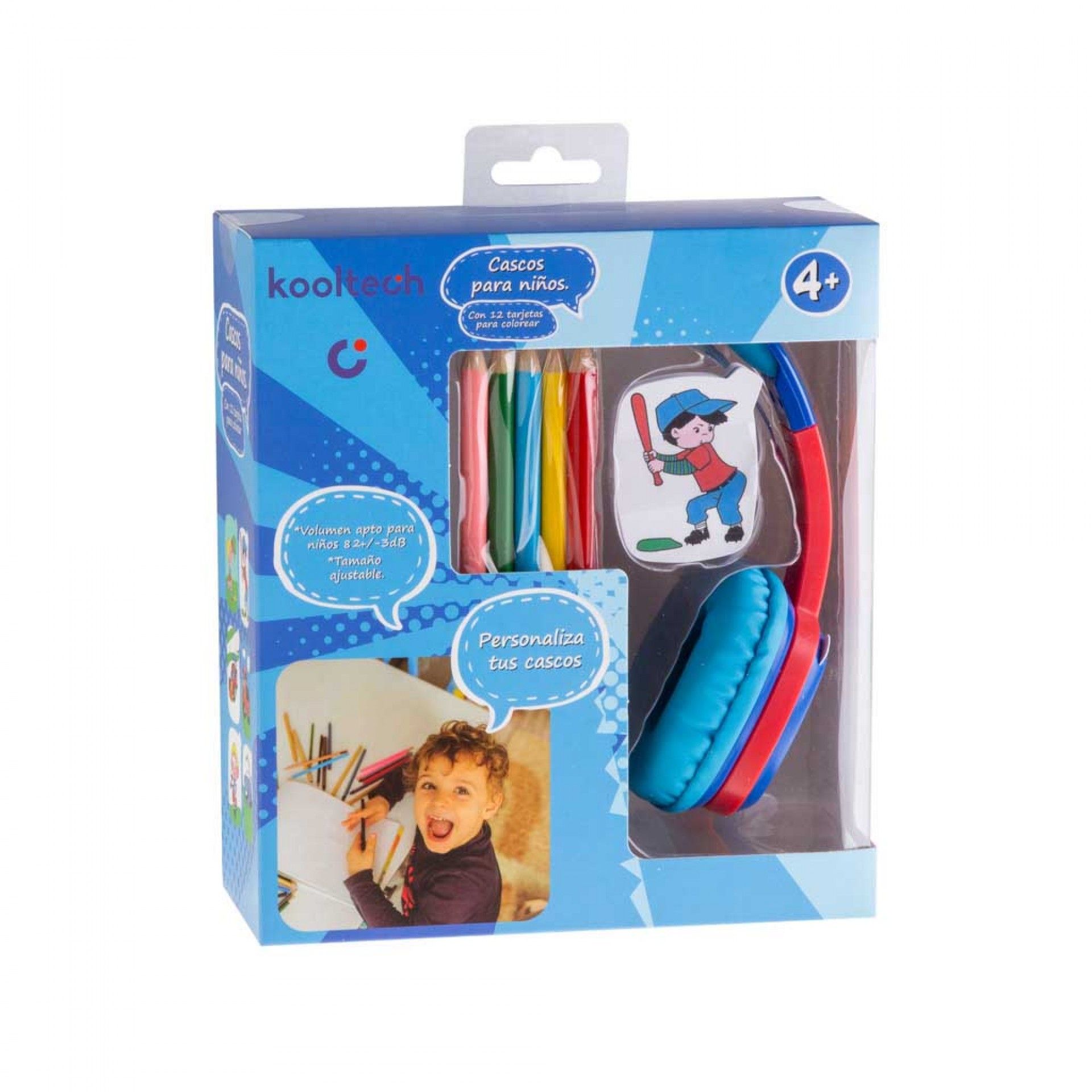 Auriculares Kooltech Infantil Plástico Azul 17X19X8cm