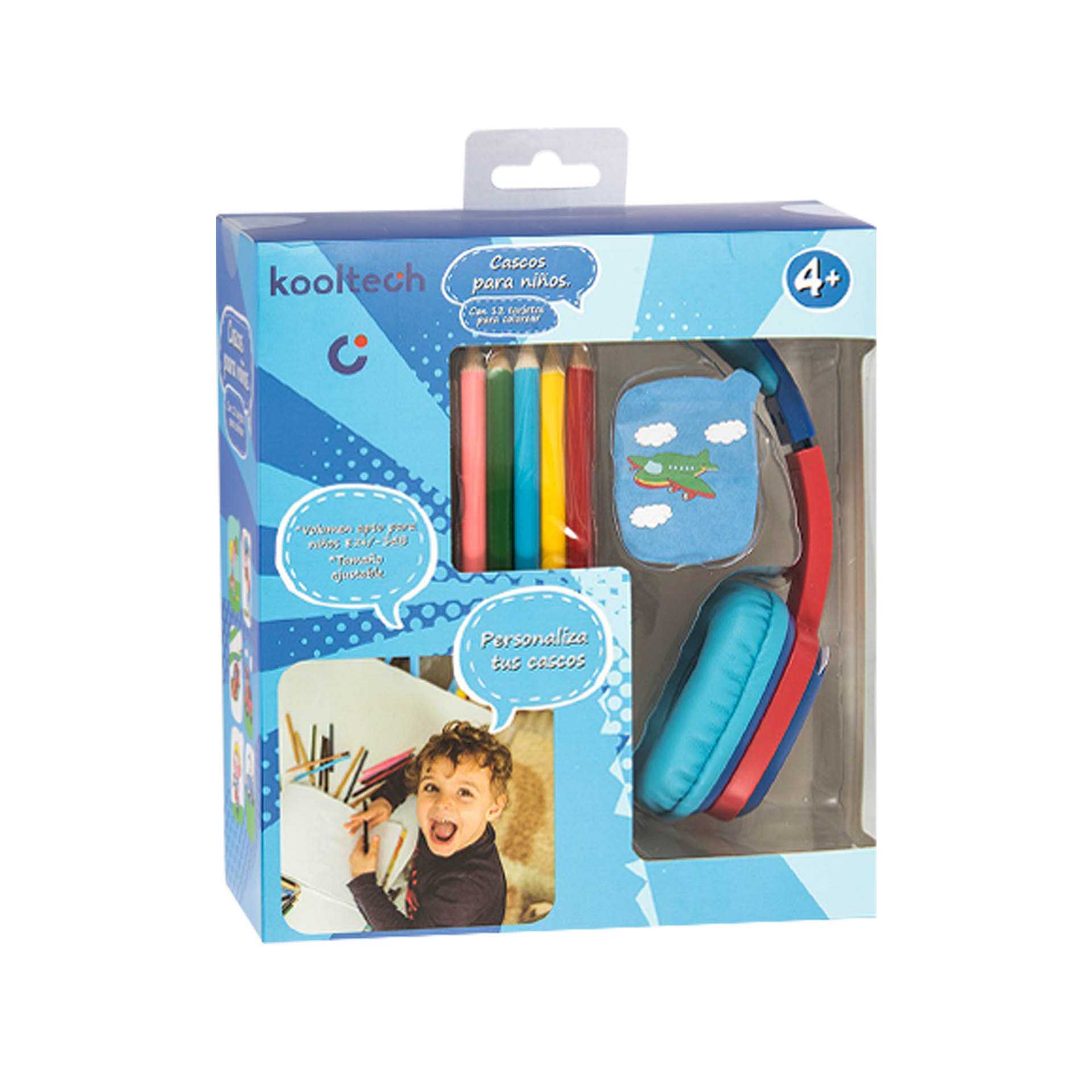Auriculares Kooltech Infantil Plástico Azul 17X19X8cm