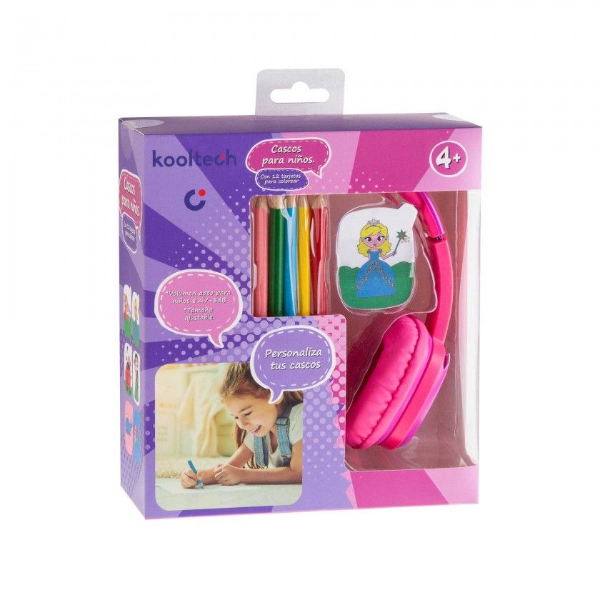 Auriculares Kooltech Infantil Plástico Rosa 17X19X8cm Auriculares Kooltech Infantil Plástico Rosa 17X19X8cm