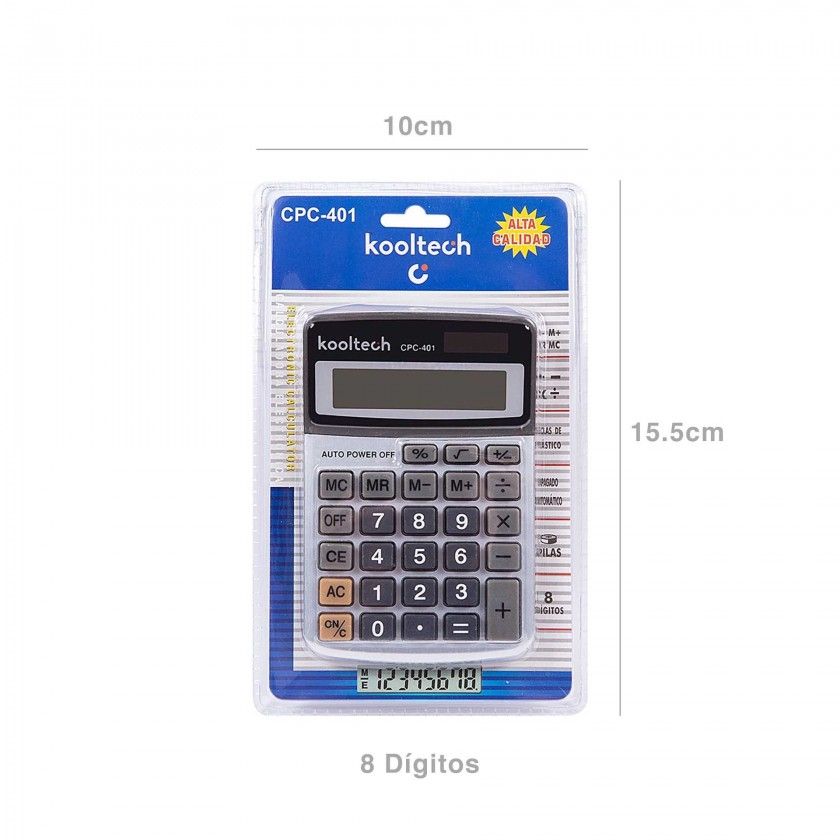 Calculadora Kooltech 8 Dígitos Cinzento 15.5X10cm Calculadora Kooltech 8 Dígitos Cinzento 15.5X10cm