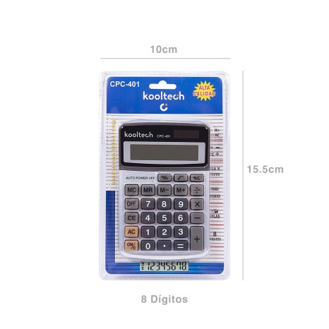 Calculadora Kooltech 8 Dígitos Cinzento 15.5X10cm - Image product