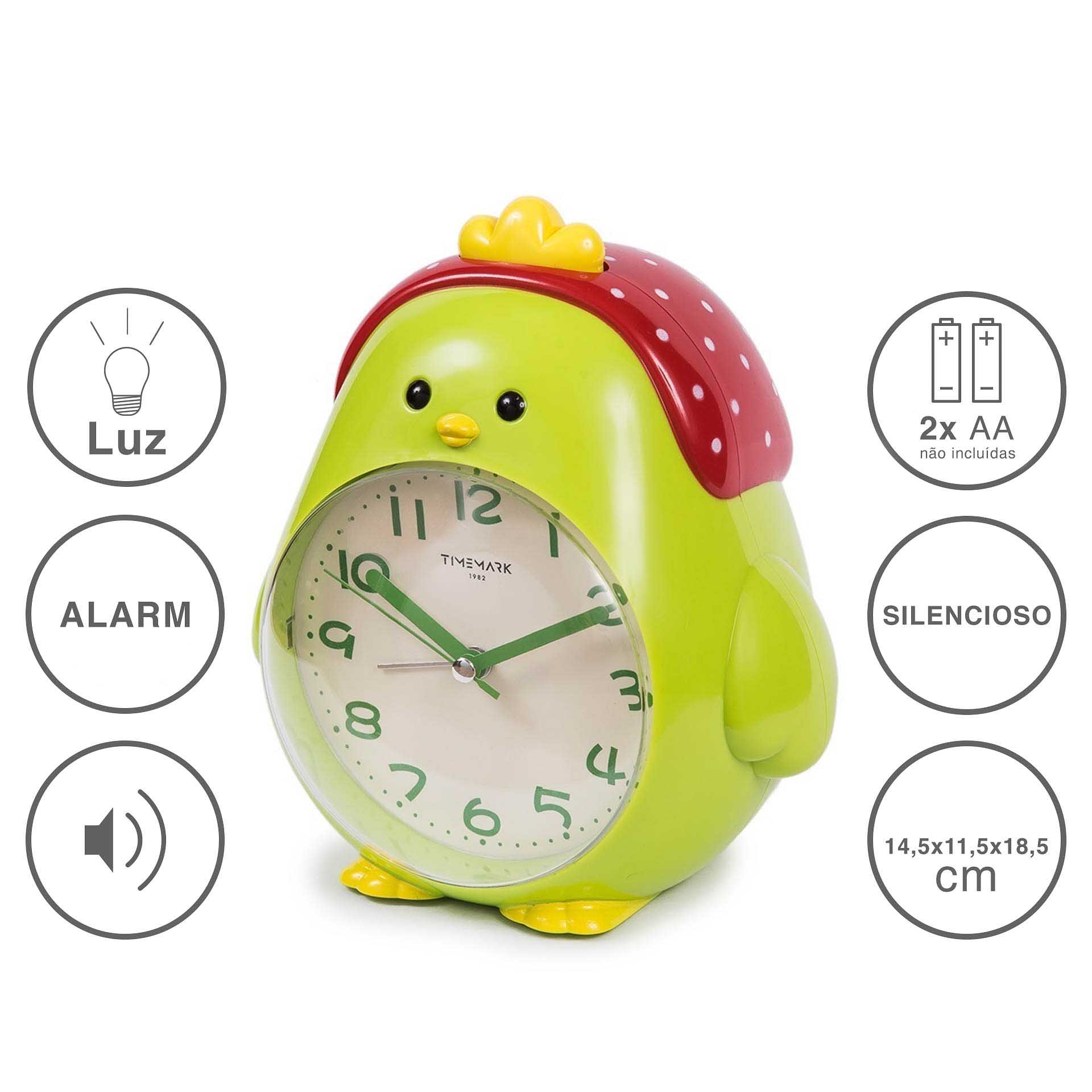 Despertador Timemark Analogico Pintainho Plástico Multicor 14.5X11.5X18.5cm