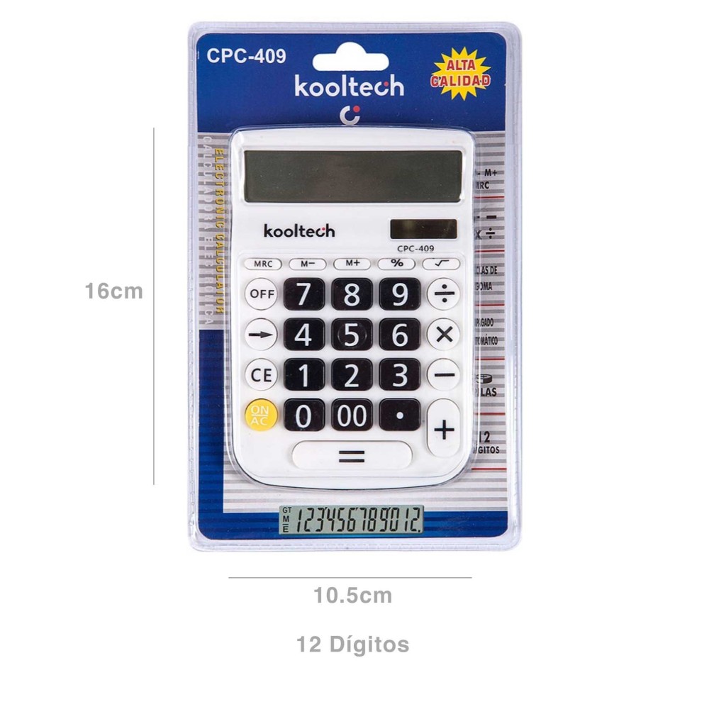 Calculadora Kooltech 12 Dígitos Branco 10.5X16cm