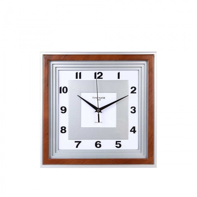 Relgio Parede Timemark Quadrado Castanho 30X30cm