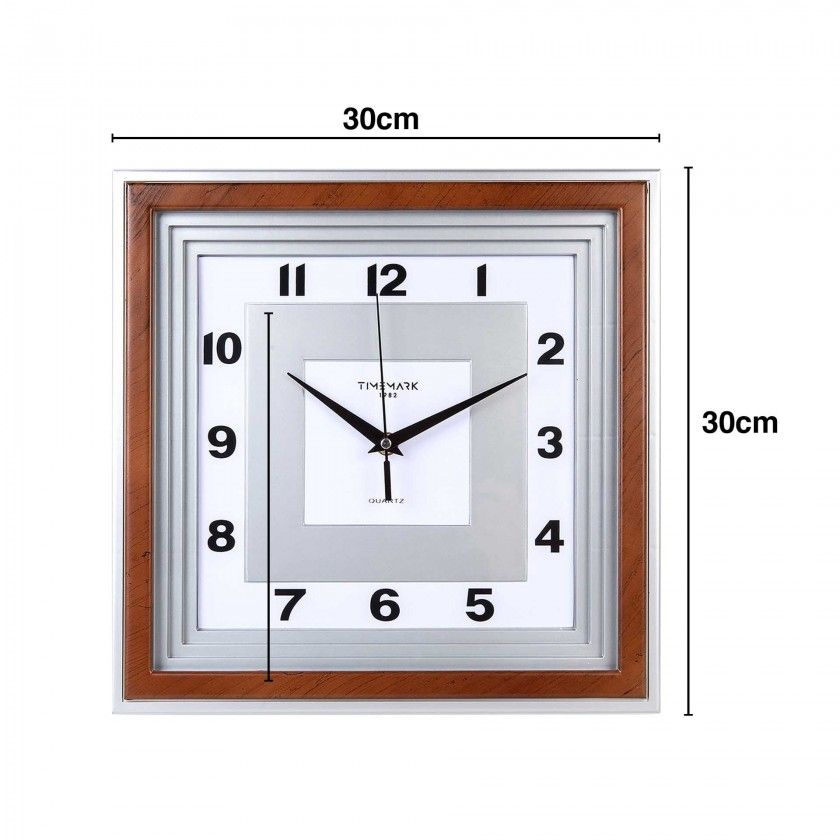 Relógio Parede Timemark Quadrado Castanho 30X30cm Relógio Parede Timemark Quadrado Castanho 30X30cm