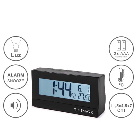 Despertador Timemark Digital Plástico Preto 11.5X4.5X7cm - Image product