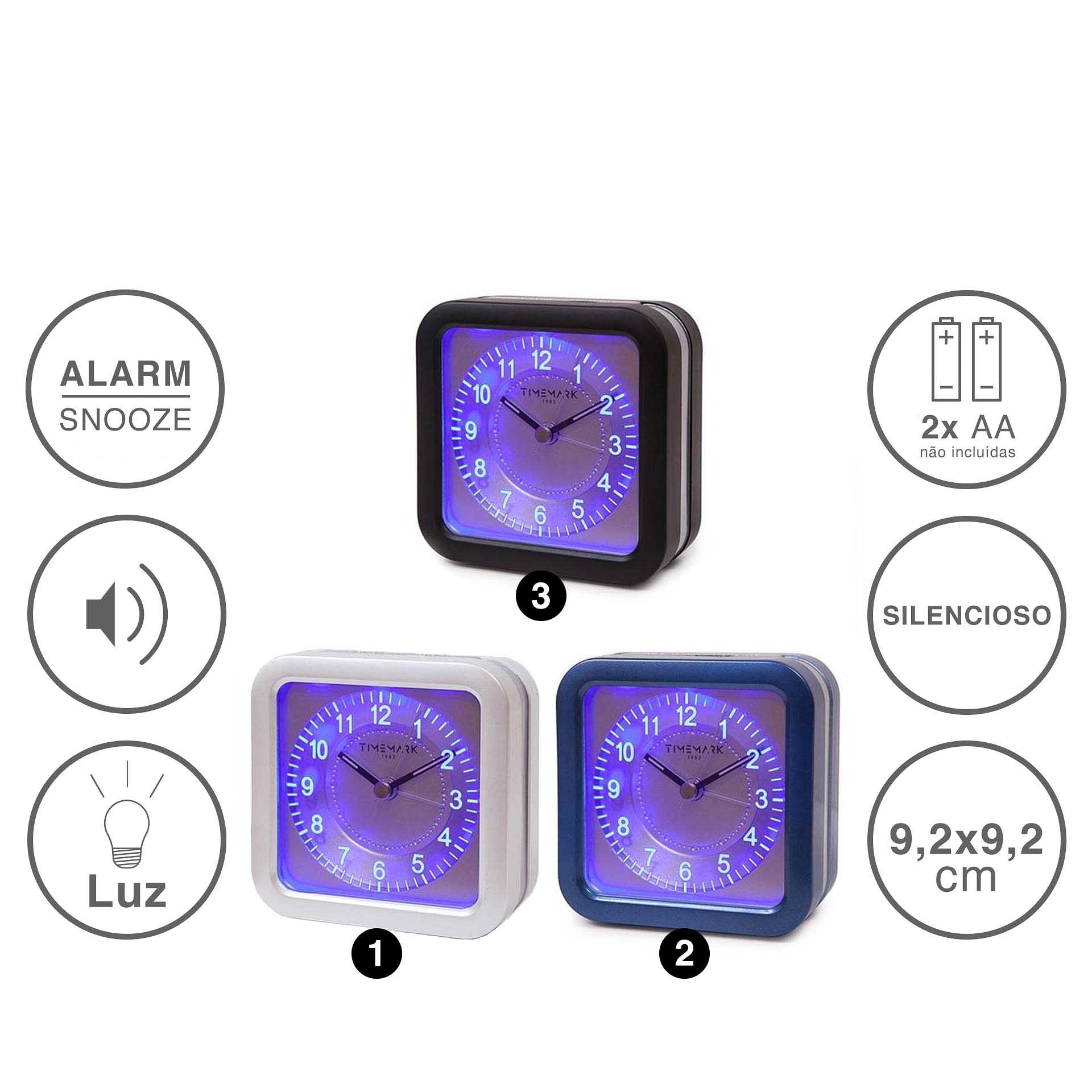 Despertador Timemark Analogico Plástico Multicor 9.2X9.2cm