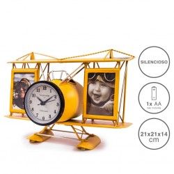 Relgio Avio Timemark Porta Fotos Plstico Amarelo 21X21X14cm