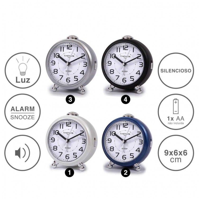 Despertador Timemark Analogico Plástico Multicor 9X6cm Despertador Timemark Analogico Plástico Multicor 9X6cm