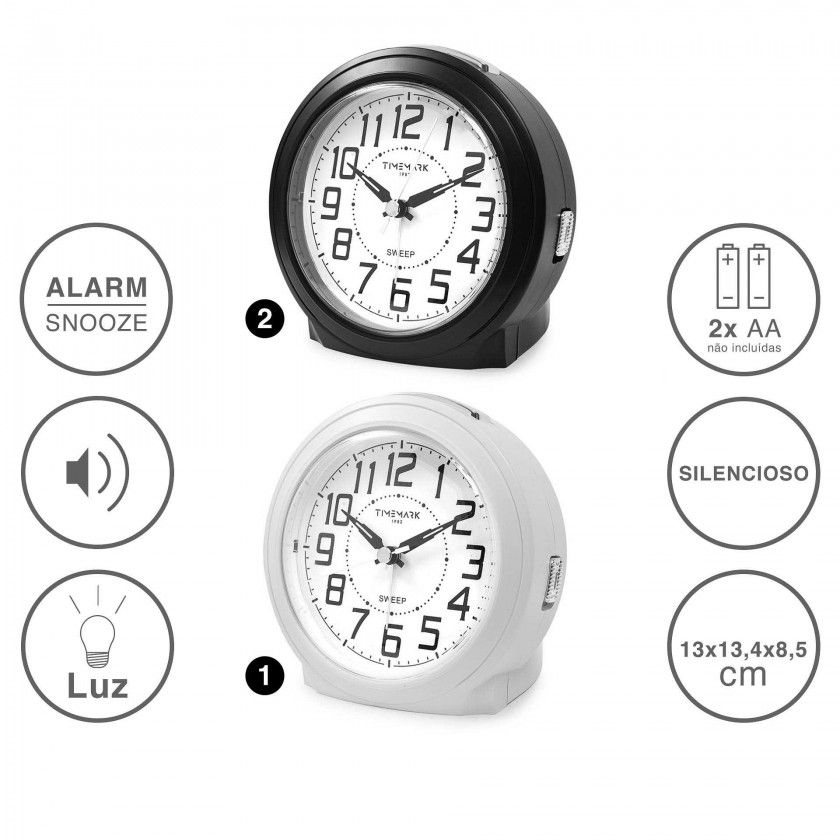 Despertador Timemark Analogico Plástico Multicor 13X13.4X8.5cm Despertador Timemark Analogico Plástico Multicor 13X13.4X8.5cm