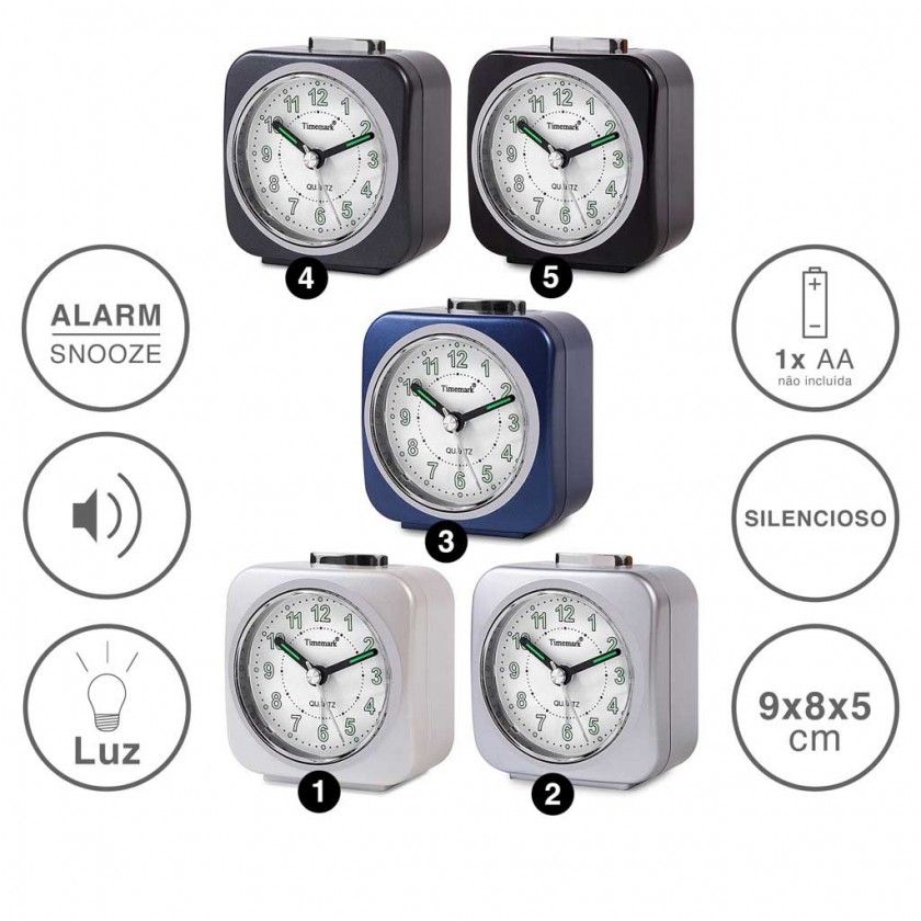 Despertador Timemark Analogico Plástico Multicor 9X8X5cm Despertador Timemark Analogico Plástico Multicor 9X8X5cm