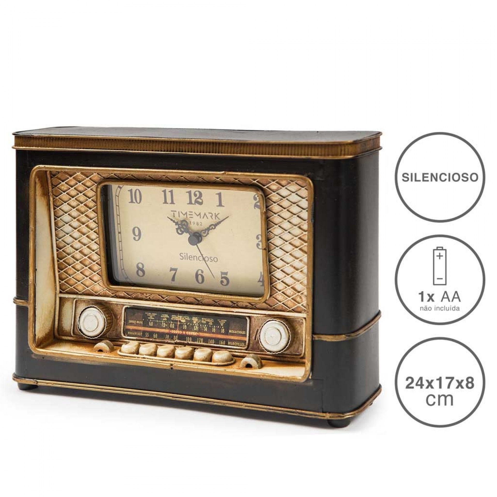 Relógio Rádio Timemark Plástico Castanho 24X17X8cm