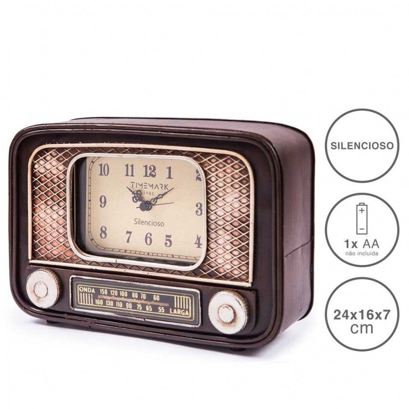 Relgio Rdio Timemark Plstico Castanho 24X16X7cm