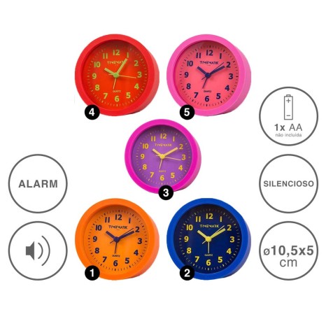 Despertador Timemark Analogico Plástico Multicor 10.5X5cm - Image product