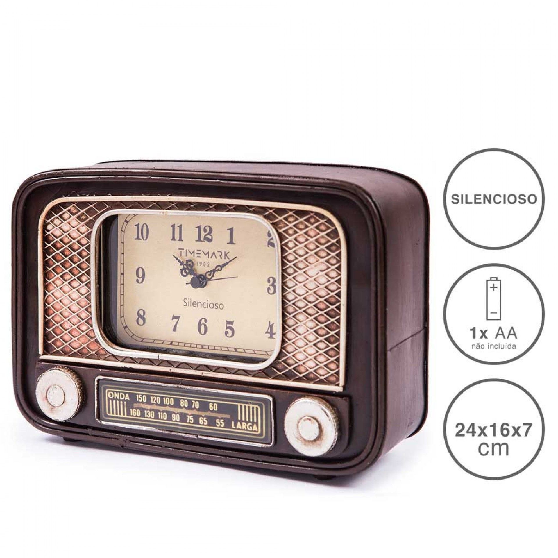 Relógio Rádio Timemark Plástico Castanho 24X16X7cm