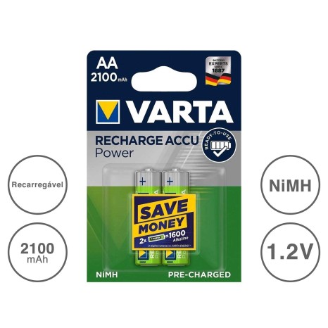 Pilha Recarregável Power AA Multicor 1.2V Pack 2 - Image product