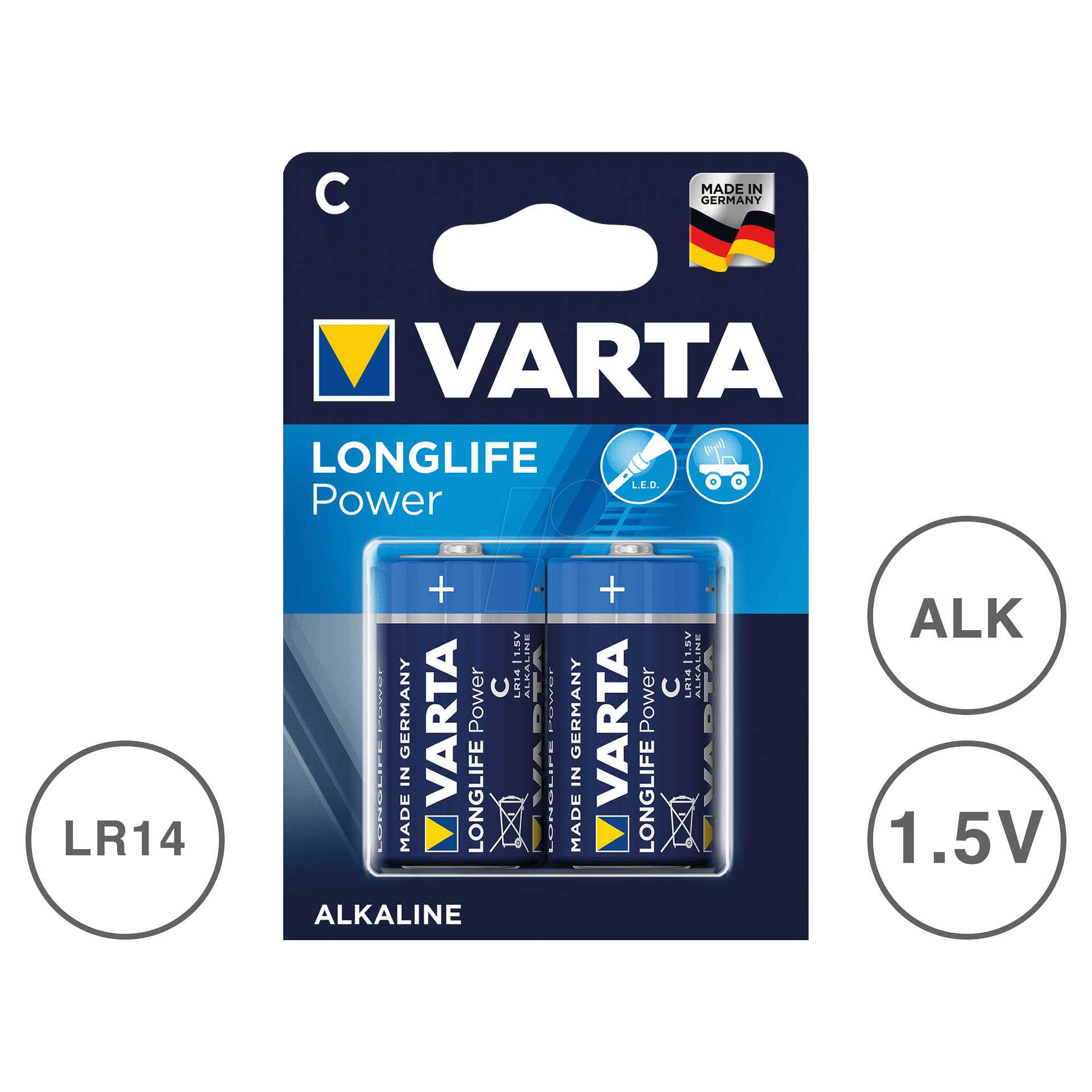 Pilha Longlife Power C Multicor Pack 2