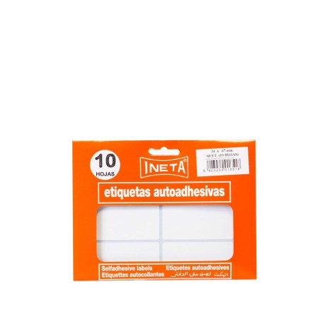 Etiquetas Autocolantes Ineta Blister 10 Folhas 34X67mm - Image product