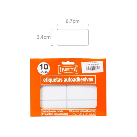 Etiquetas Autocolantes Ineta Blister 10 Folhas 34X67mm - Image product
