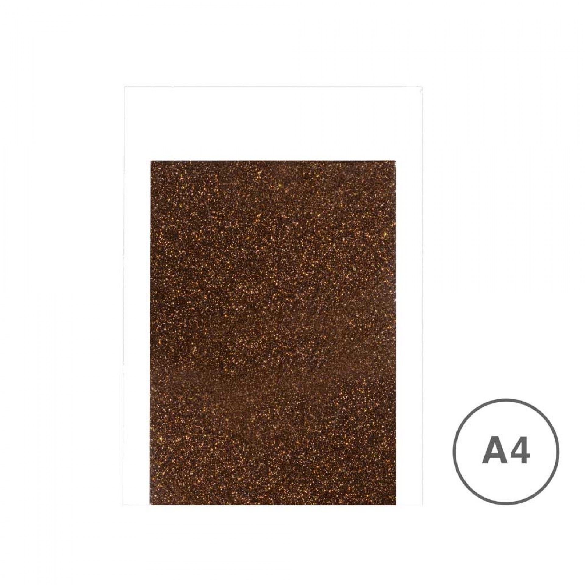 Folha Esponja Eva Glitter Castanho A4 20X29cm