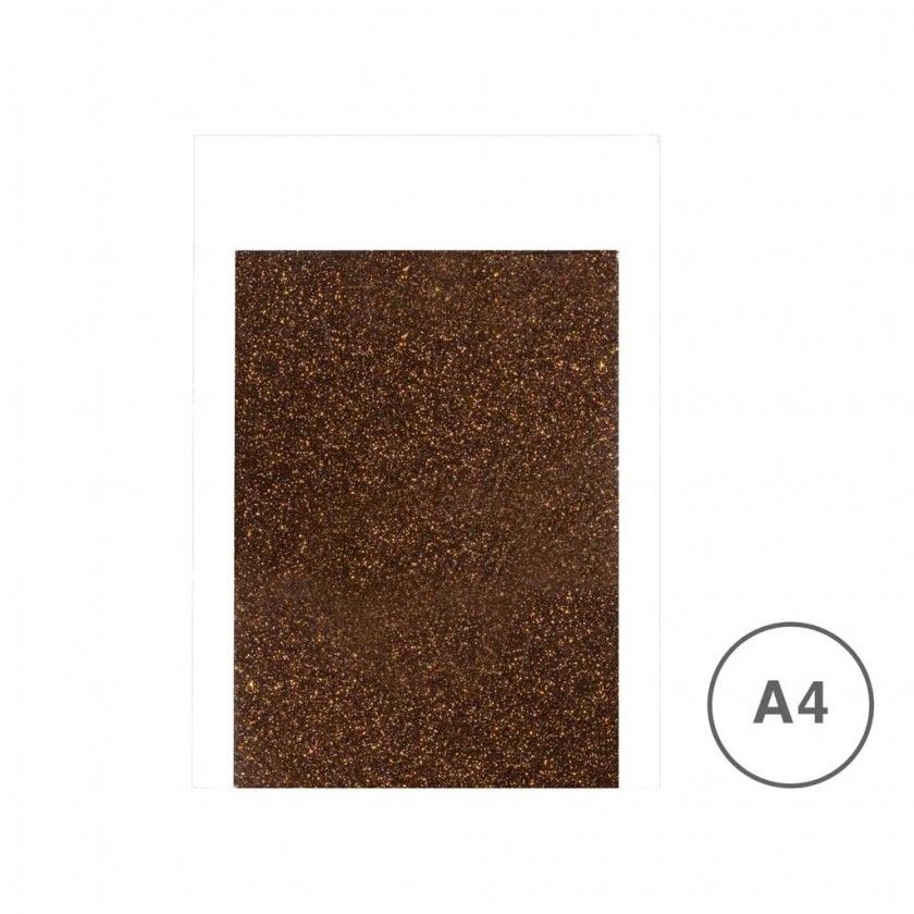 Folha Esponja Eva Glitter Castanho A4 20X29cm