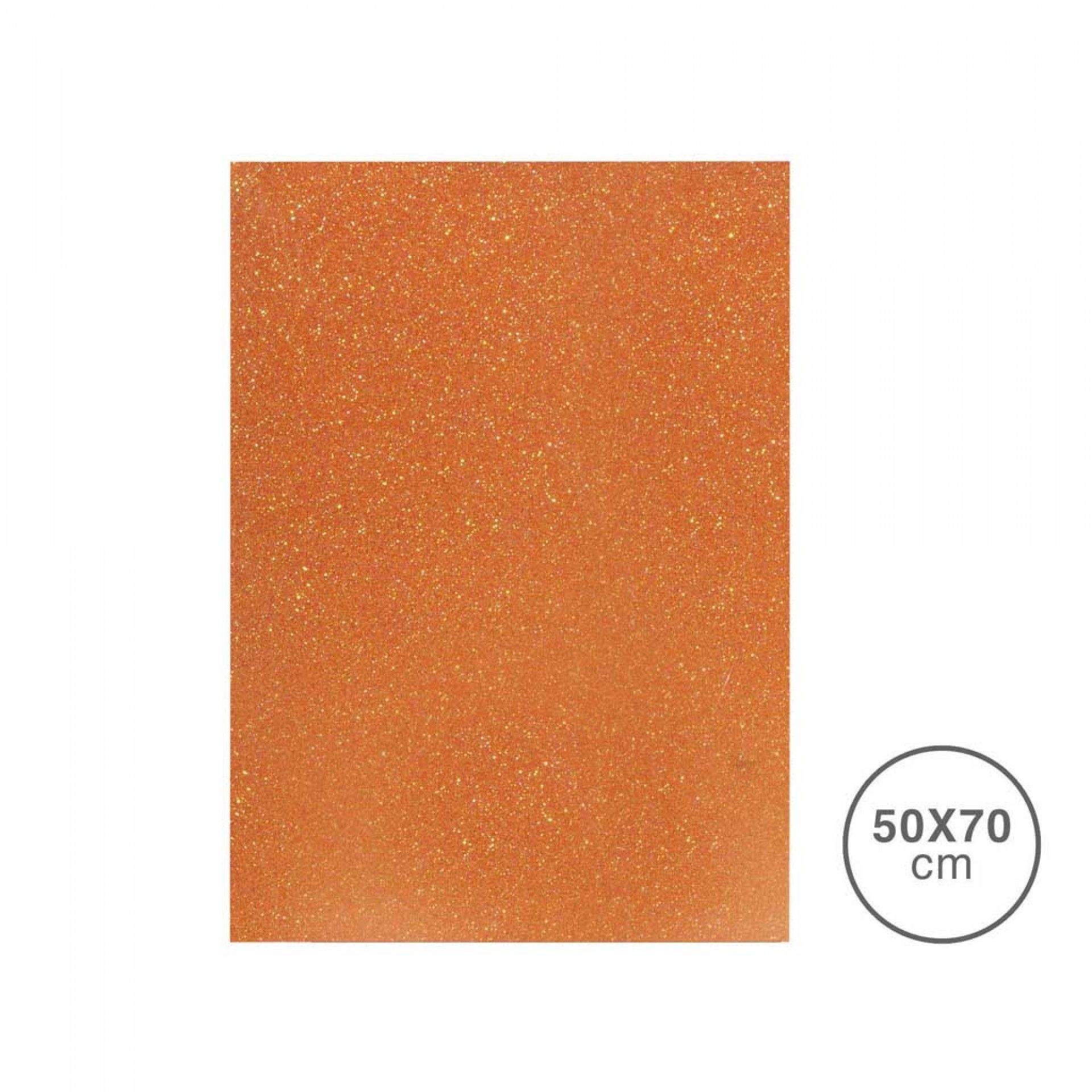Folha Esponja Eva Glitter Laranja 50X70X2mm