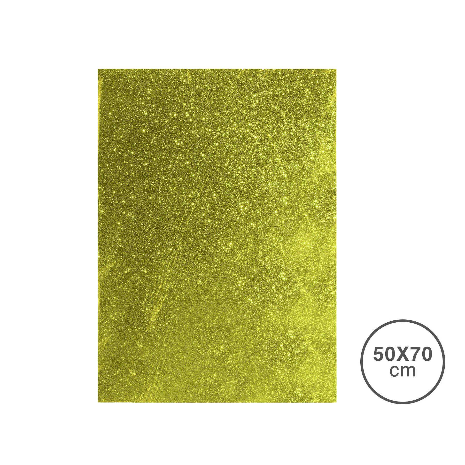Folha Esponja Eva Glitter Amarelo 50X70X2mm