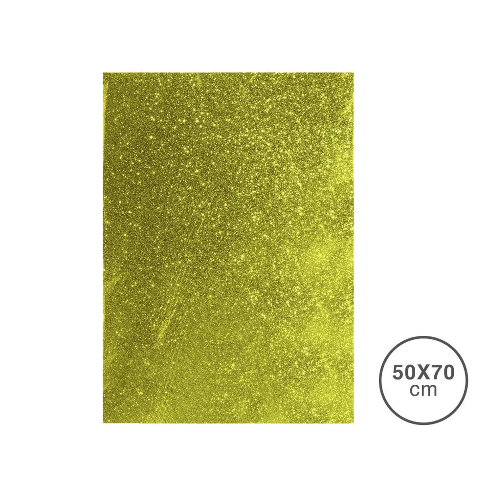 Folha Esponja Eva Glitter Amarelo 50X70X2mm