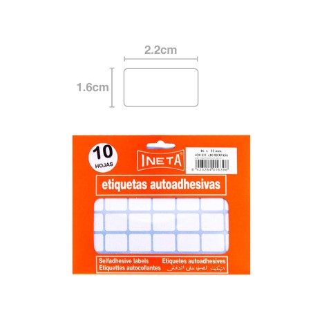 Etiquetas Autocolantes Ineta Blister 10 Folhas 16X22mm - Image product