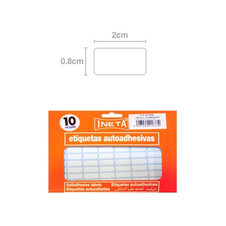 Etiquetas Autocolantes Ineta Blister 10 Folhas 8X20mm - Image product